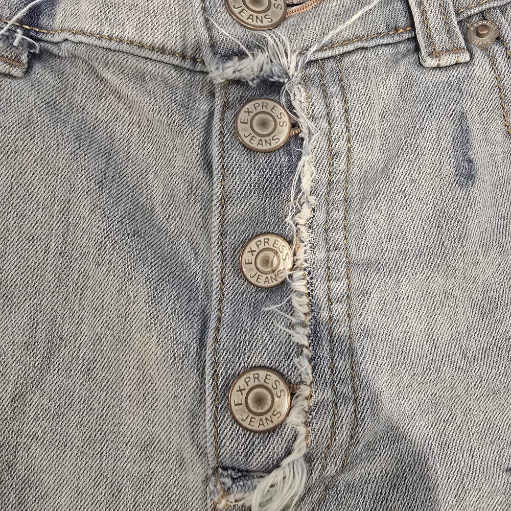 Express Distressed Light Blue Denim Jean Shorts - Picture 4 of 6